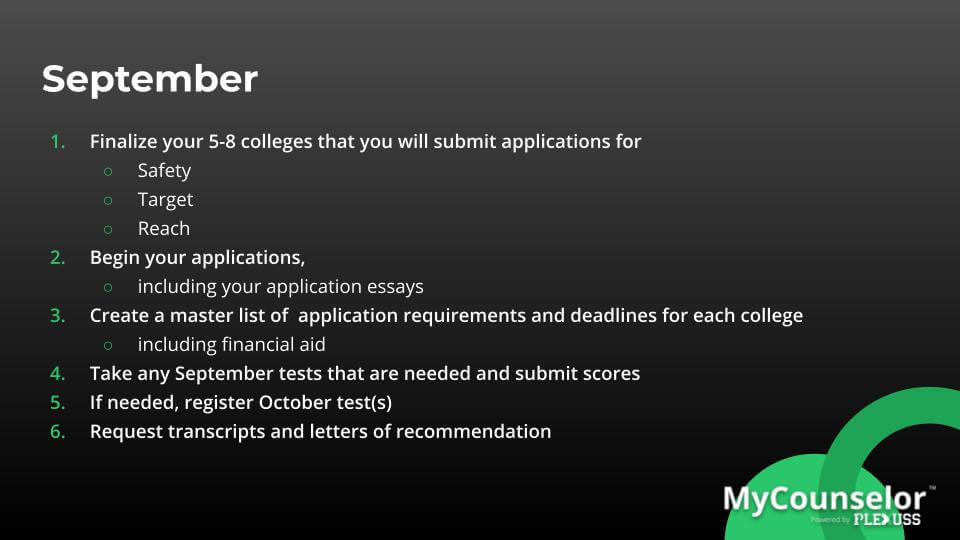 applying to college timeline