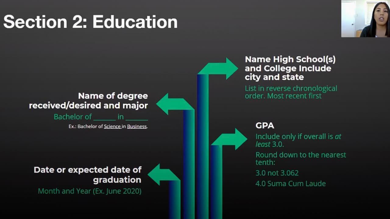 Education on resume Examples