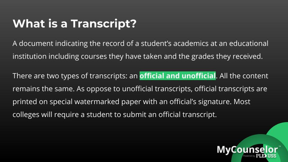 how to read a high school transcript