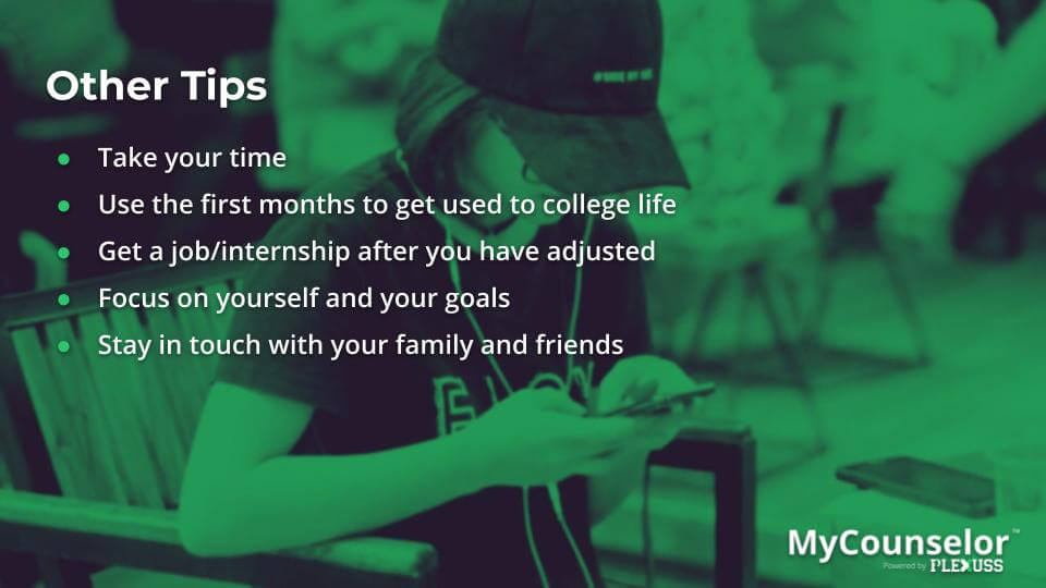 Making the transition from highschool to college