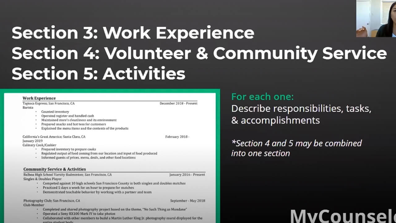 Parts of a resume
