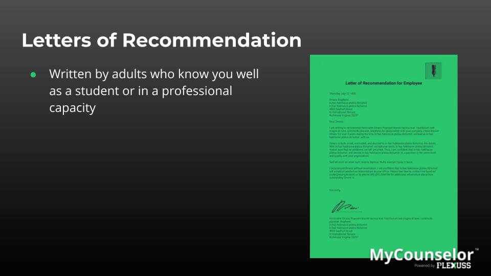 Recommendation letter for student