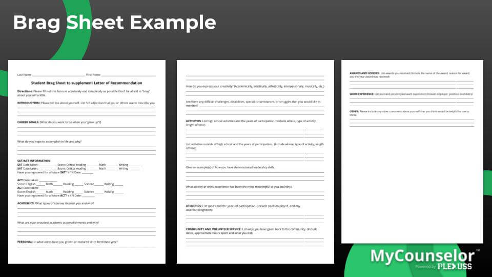 student brag sheet