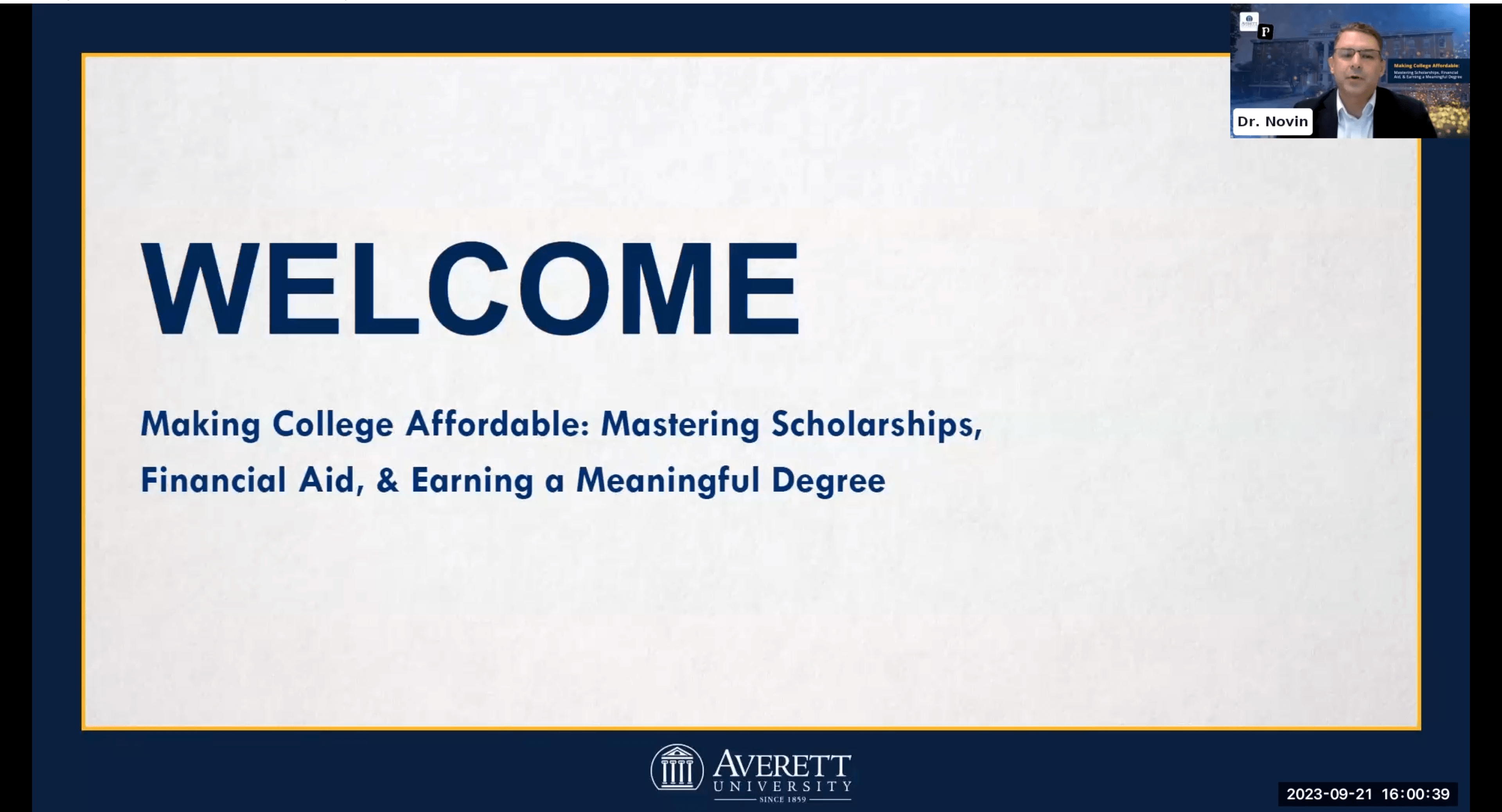 JP Novin, CEO of Plexuss Student Network, welcomes everyone to the Averett University College Readin