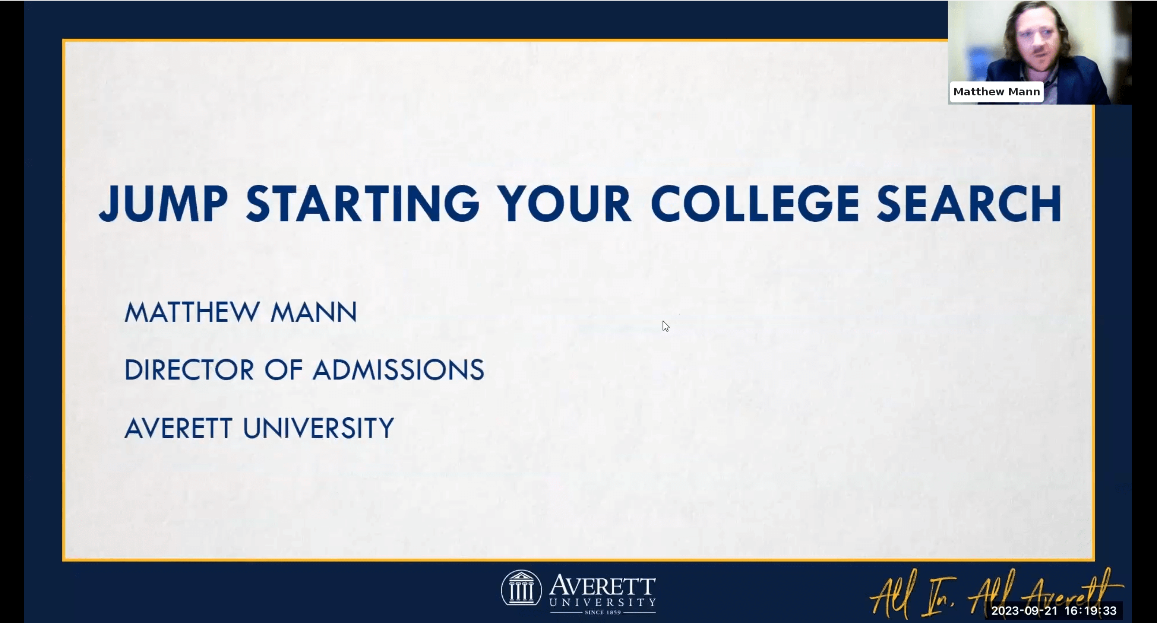 Matthew, Director of Admissions at Averett, emphasizes transparency and encourages students to be pr