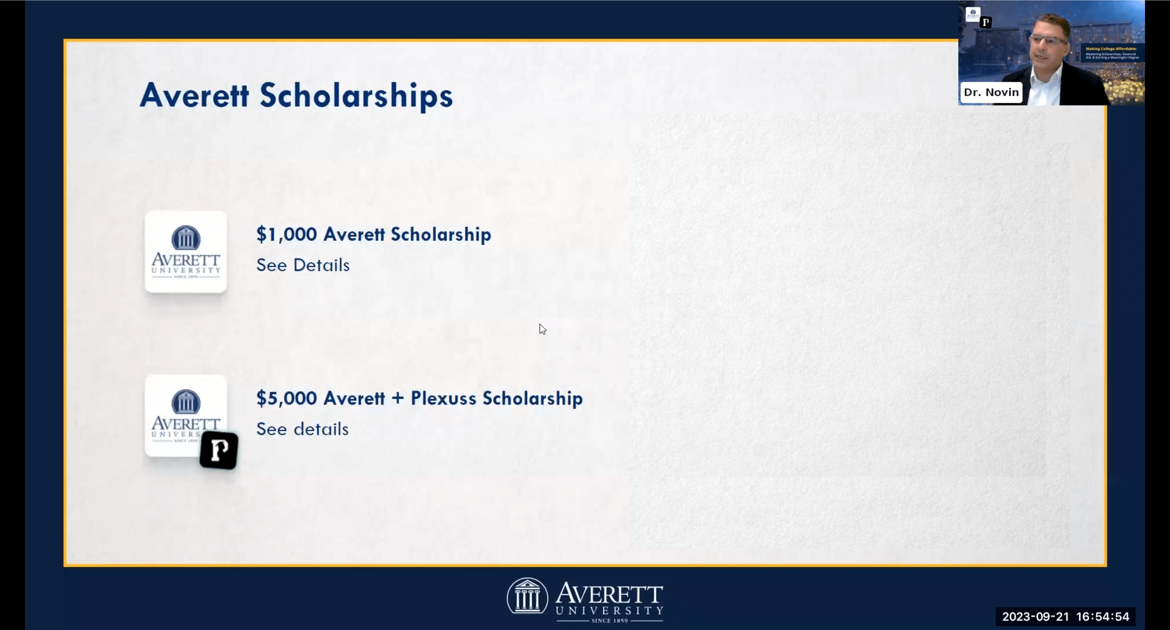 Over 80 questions were asked and will be organized with answers and emailed. Averett offers a $1,000